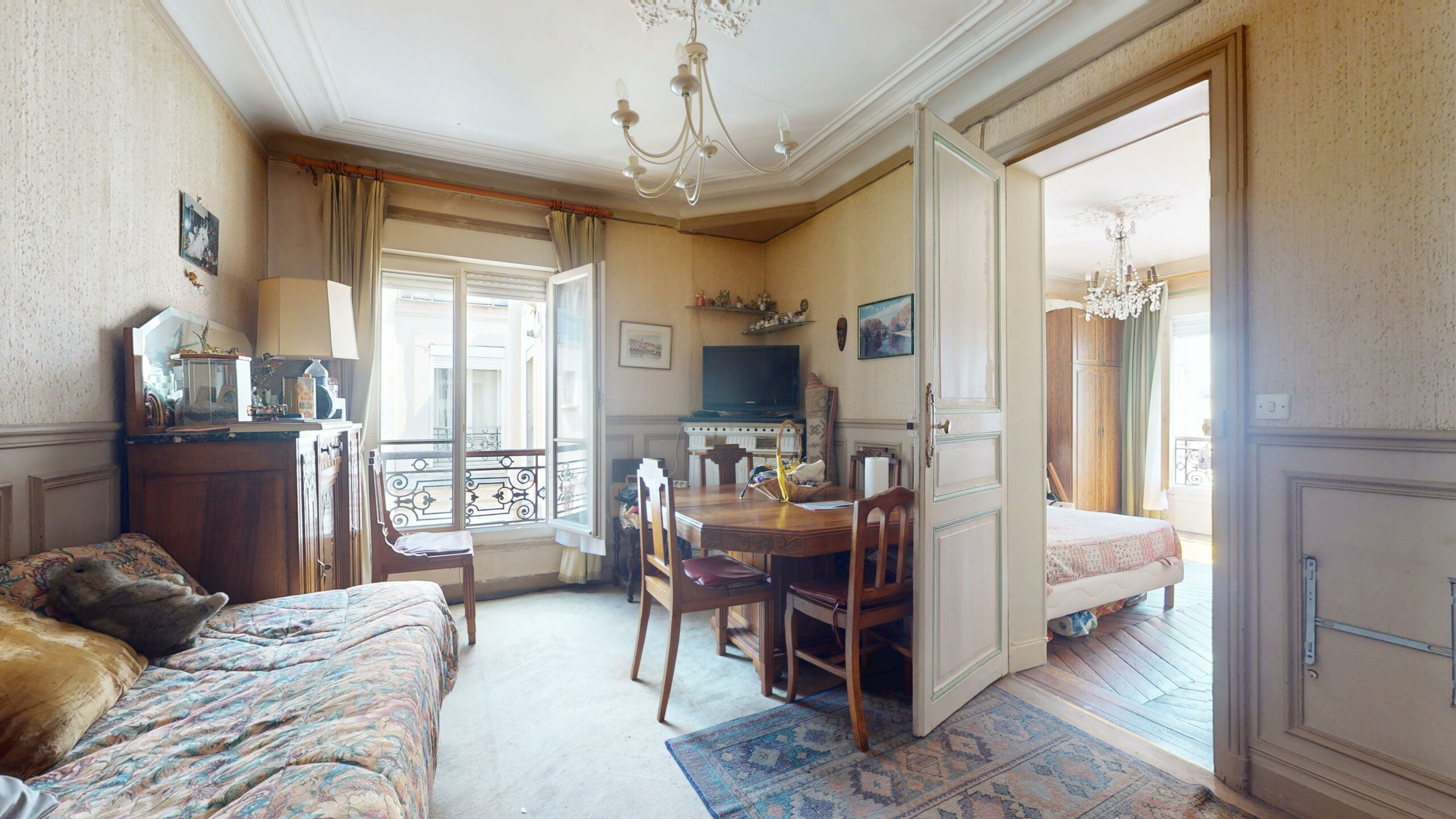 Pièce à vivre de 13,48 m² — appartement 2 pièces 39 m², rue Louis Blanc, Paris 10e