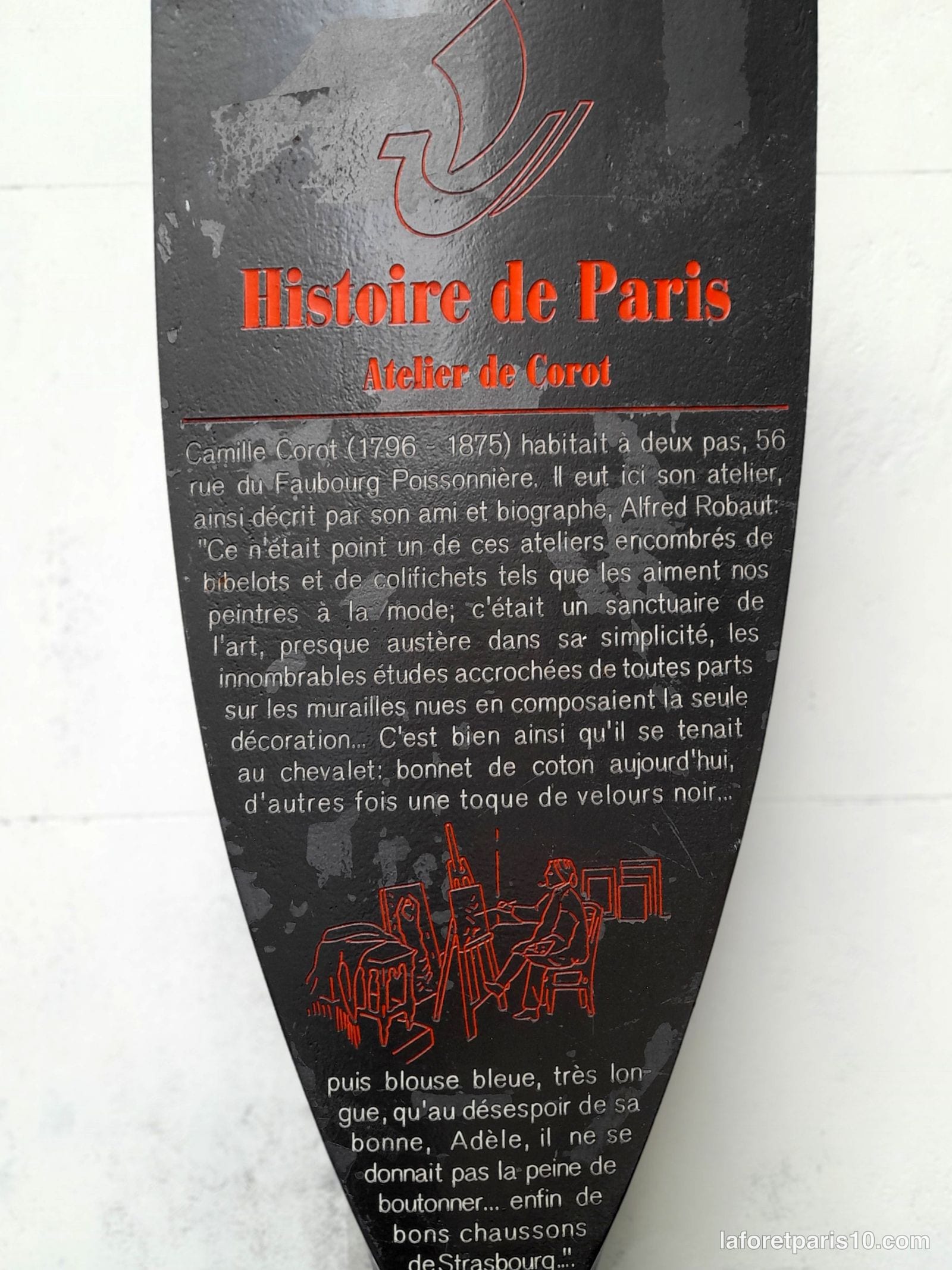 Panneau Histoire de Paris consacré à l'atelier de Corot, rue de Paradis, Paris 10e